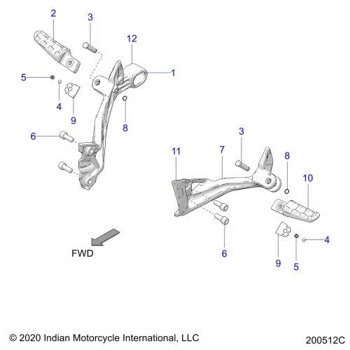 CHASSIS, PASSENGER FOOTPEGS
