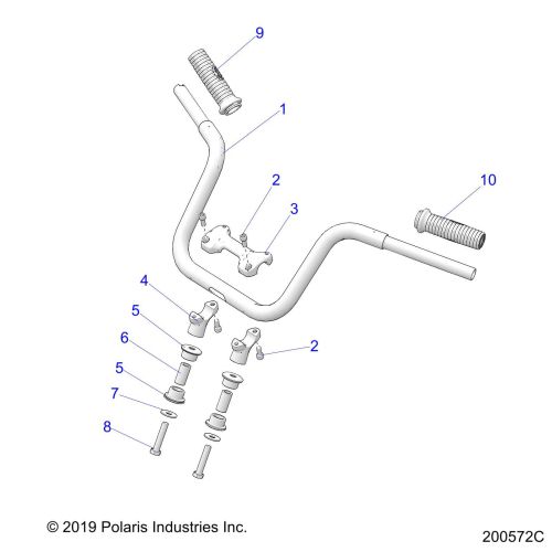 STEERING, HANDLEBAR MOUNTING AND GRIPS