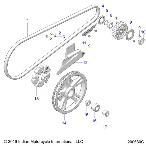 DRIVE TRAIN, DRIVE SPROCKET, BELT AND GUARD