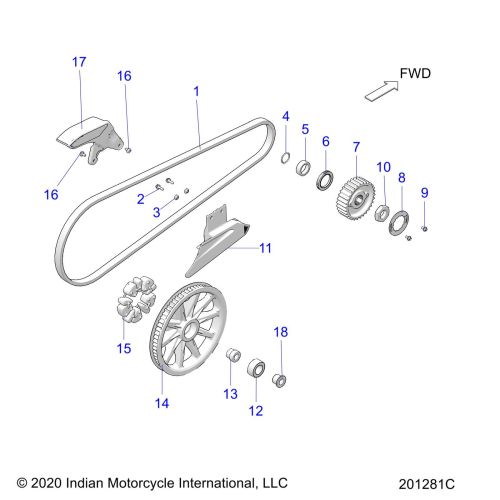 DRIVE TRAIN, DRIVE SPROCKET, BELT AND GUARD