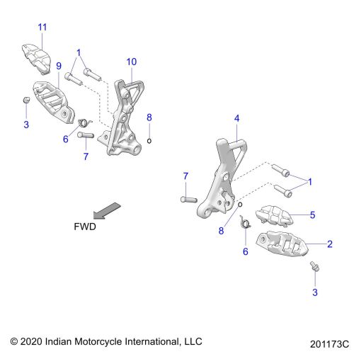 CHASSIS, DRIVER FOOTPEGS