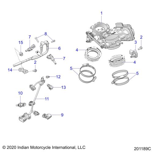 ENGINE, THROTTLE BODY AND FUEL RAIL