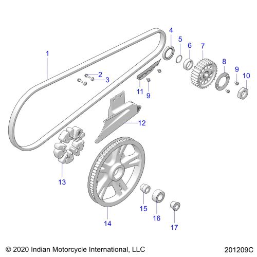 DRIVE TRAIN, DRIVE SPROCKET, BELT AND GUARD