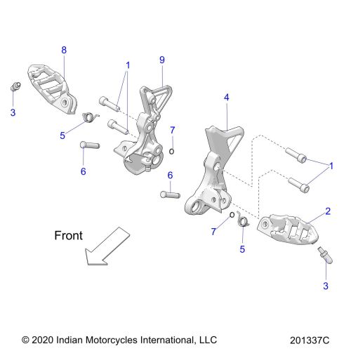 CHASSIS, DRIVER FOOTPEGS