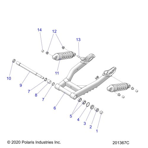 SUSPENSION, REAR ASM., SWING ARM AND SHOCKS