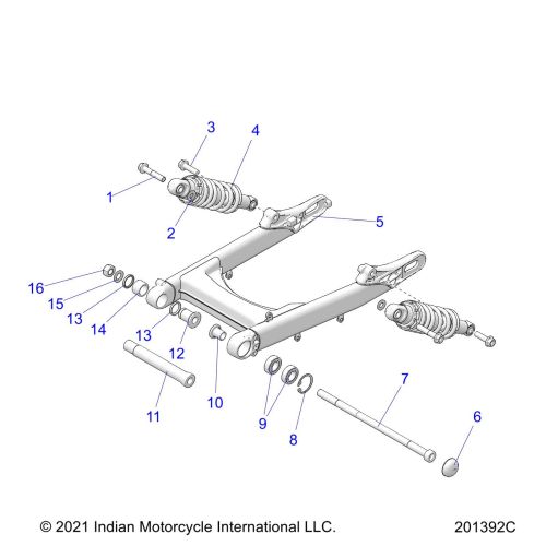 SUSPENSION, REAR ASM., SWING ARM AND SHOCKS