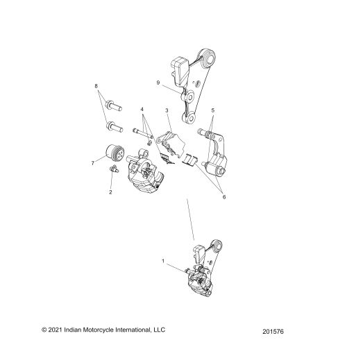 BRAKES, CALIPER, REAR ASM., W / ABS