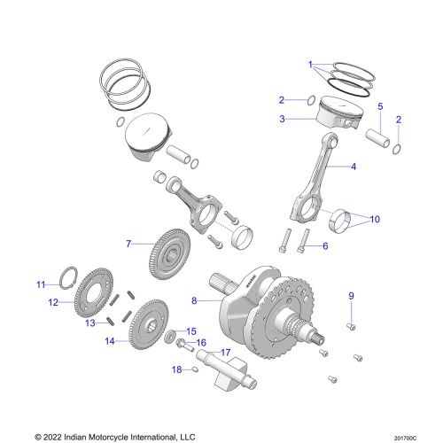 ENGINE, PISTON AND CRANKSHAFT