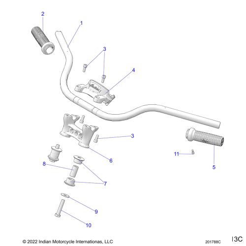 STEERING, HANDLEBAR MOUNTING AND GRIPS