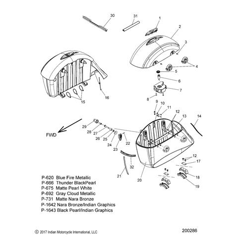 BEZEL, LOCK, SADDLEBAG, CHROME