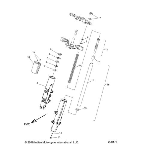 ASM., FORK LEG,46MM,LH,CHR [INCL. 1-17]