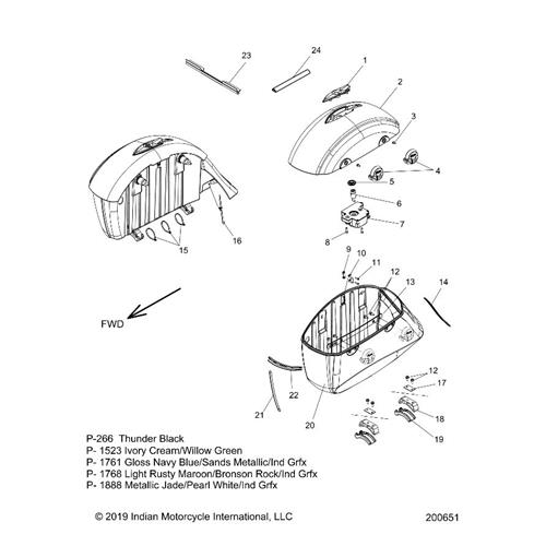 BEZEL, LOCK, SADDLEBAG, CHROME