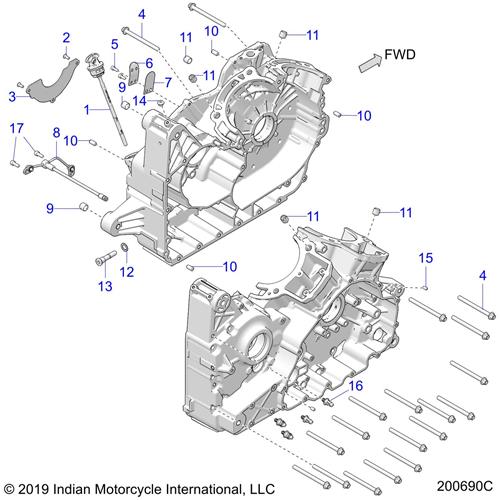 ASM., CRANKCASE,COMPLETE [INCL. 9-11,14,15] [SEE ''ENGINE, CRANKCASE BEARINGS'']