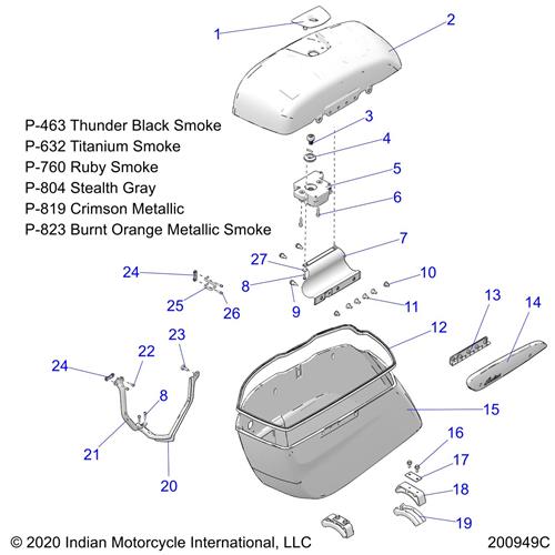 BEZEL-LOCK,SADDLEBAG,LH,BLKSMK