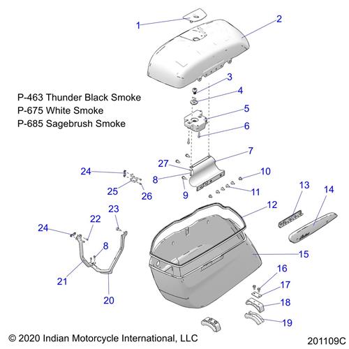 BEZEL-LOCK,SADDLEBAG,LH,BLKSMK