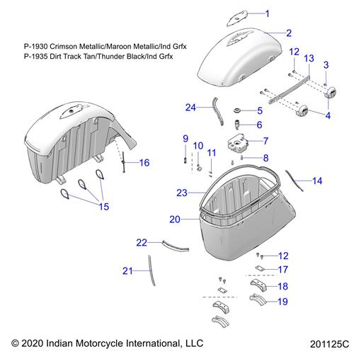 BEZEL, LOCK, SADDLEBAG, CHROME