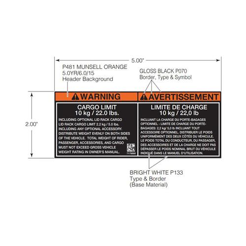 DECAL-CARGO LIMIT 22LBS