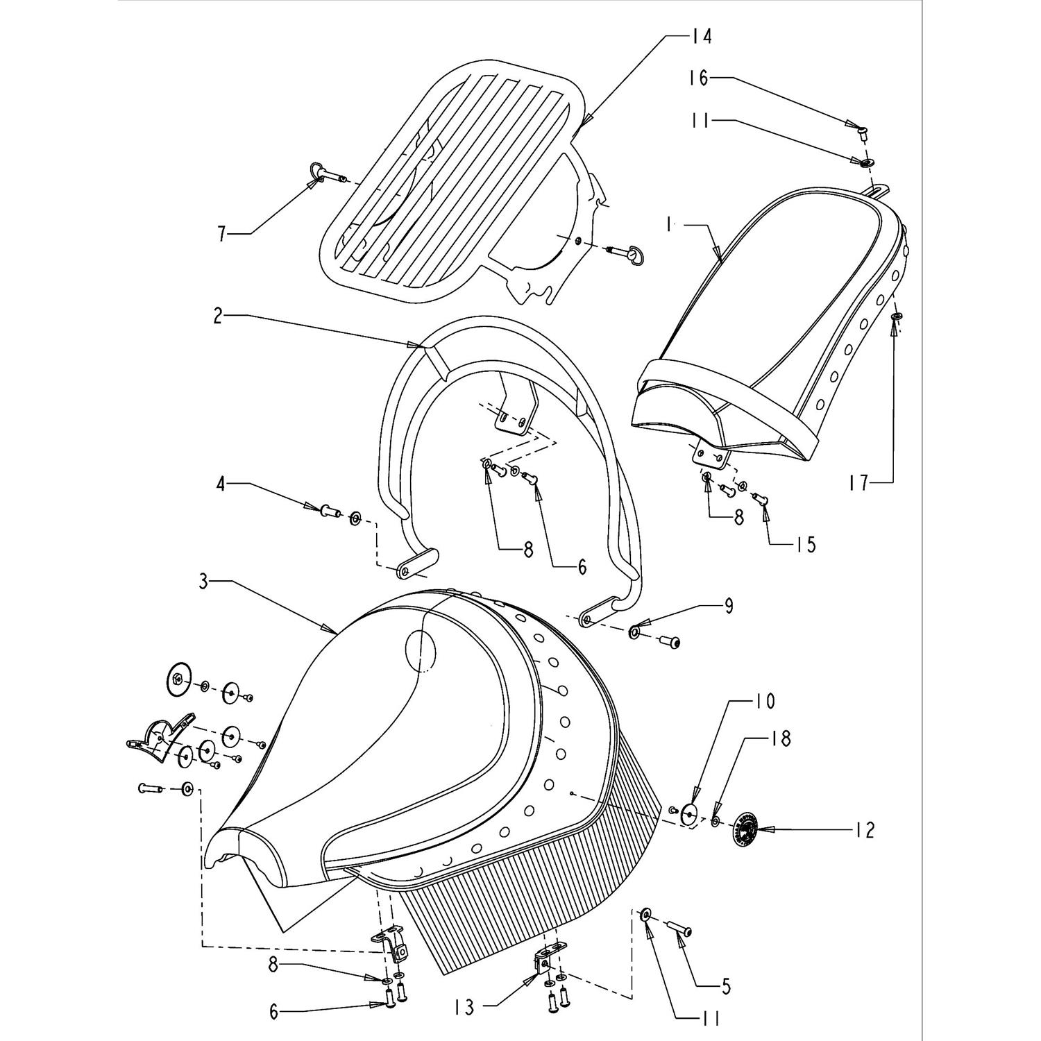 K-STUD, SEAT/SADDLEBAG [INCL. 10 STUDS]