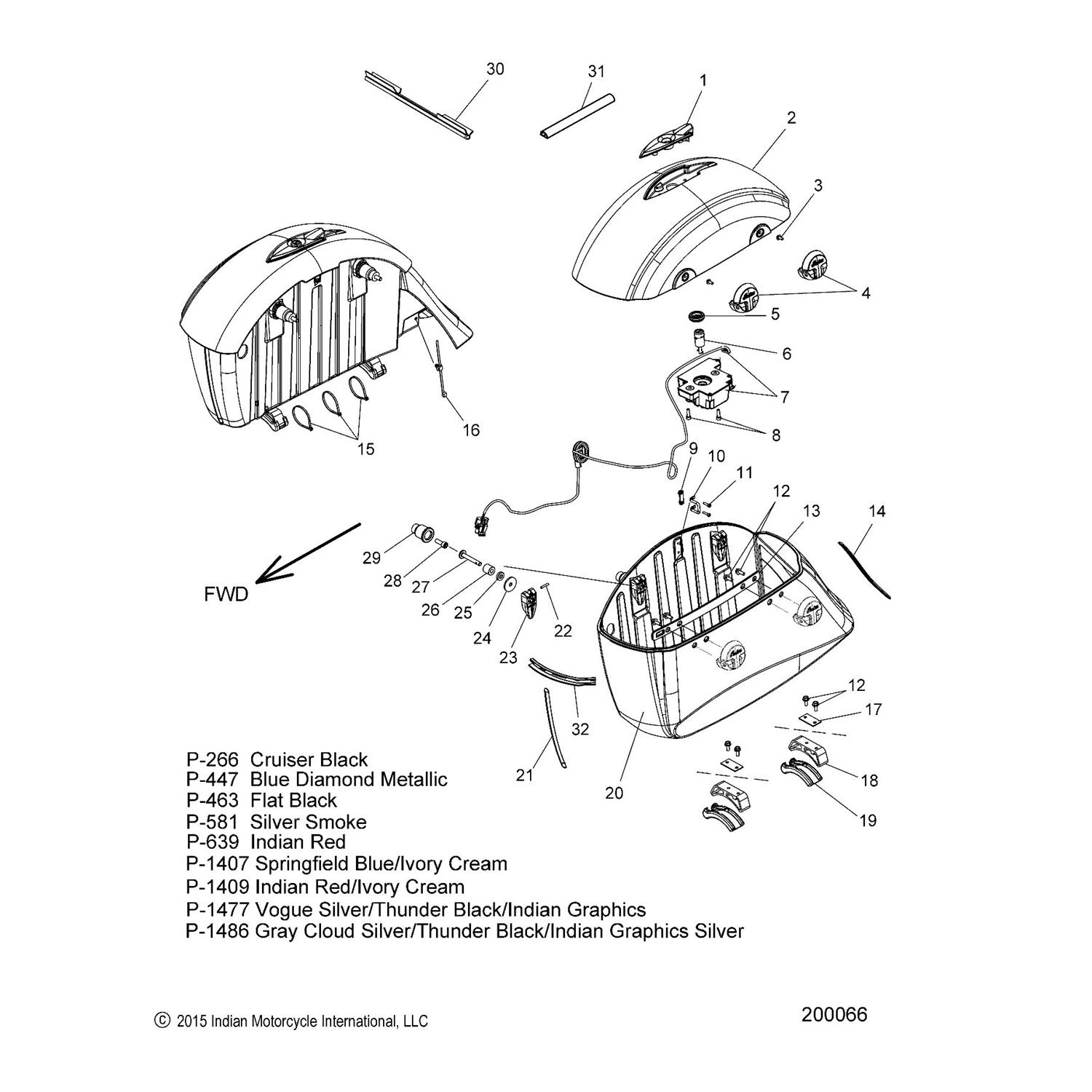 ASM., HINGE, SADDLEBAG, FRONT, CHROME [FRONT ON LH SIDE, REAR ON RH SIDE]