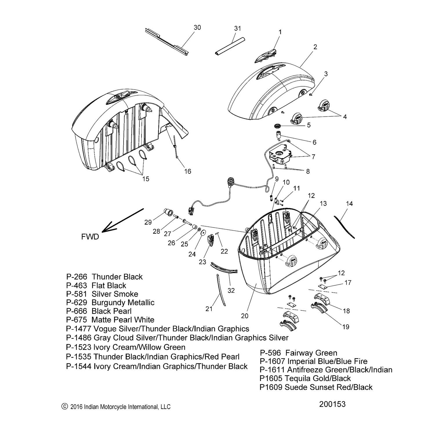 ASM., HINGE, SADDLEBAG, REAR, CHROME [FRONT ON RH SIDE, REAR ON LH SIDE]