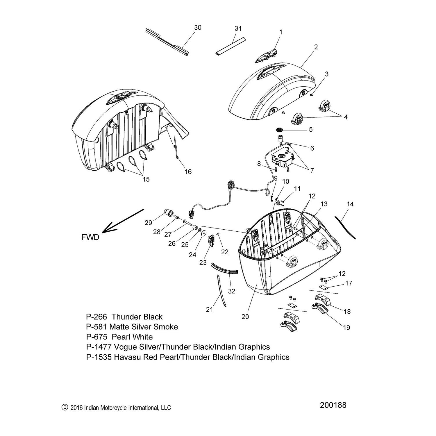 ASM., HINGE, SADDLEBAG, FRONT, CHROME [FRONT ON LH SIDE, REAR ON RH SIDE]