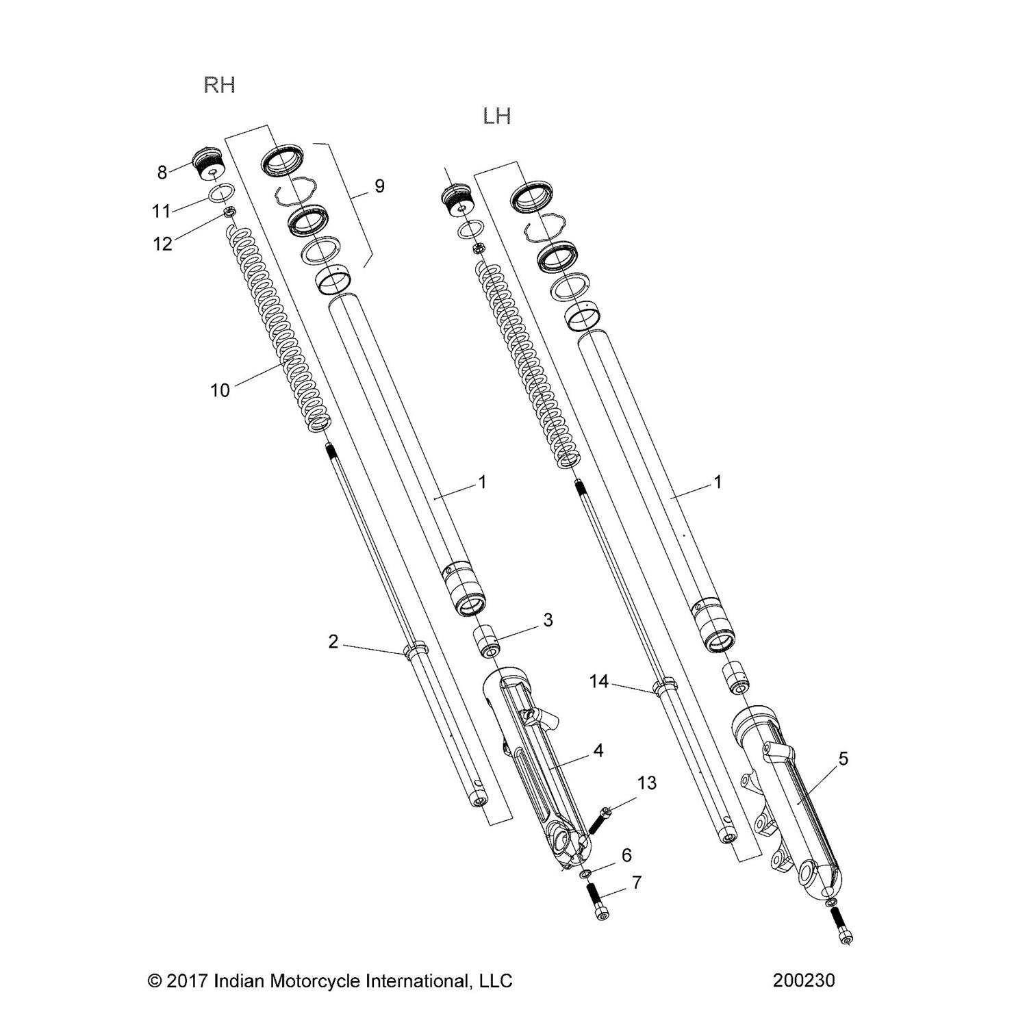 ASM., FORK LEG, CARTRIDGE, RH, BLK [INCL. 1-4,6-13]