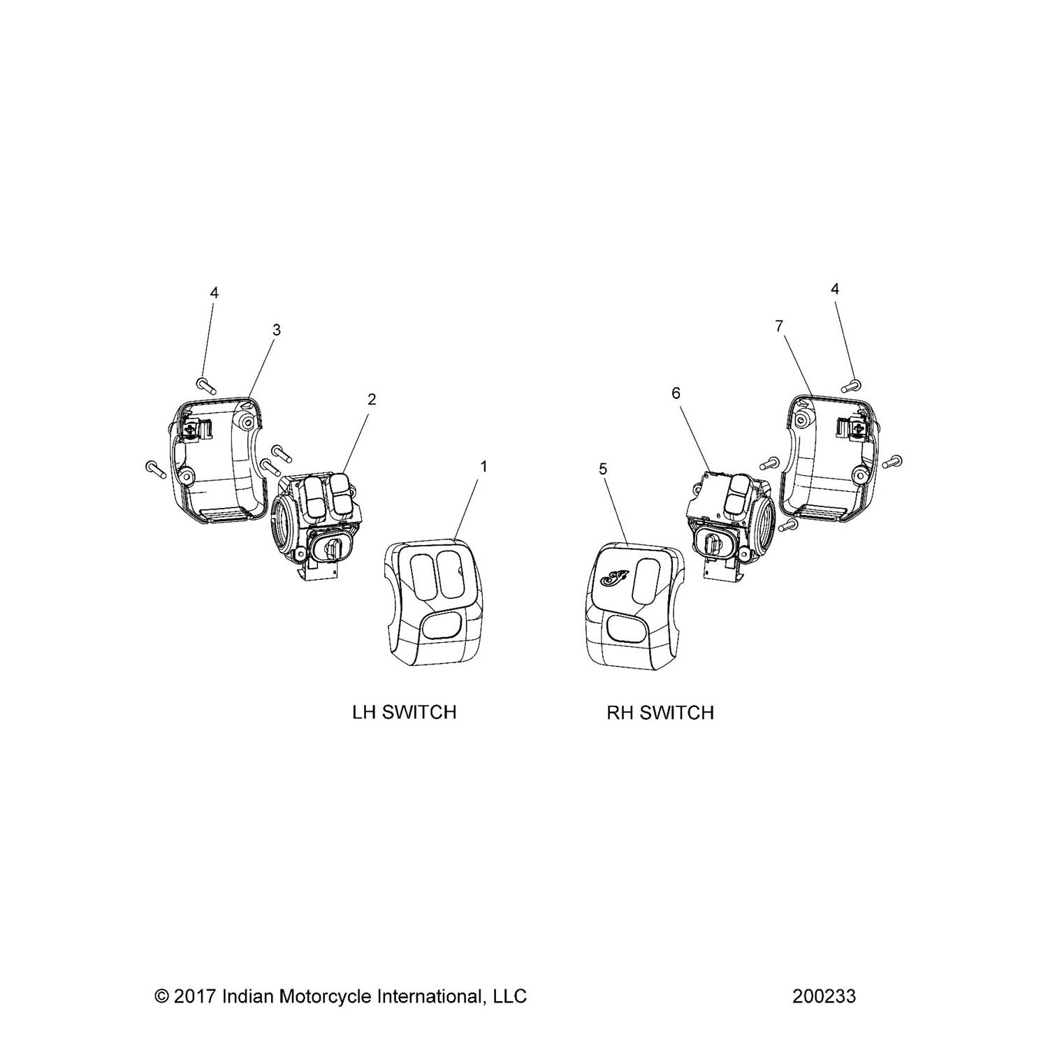 CVR-SWITCHCRL,2ROW,RH,RR,CHROME