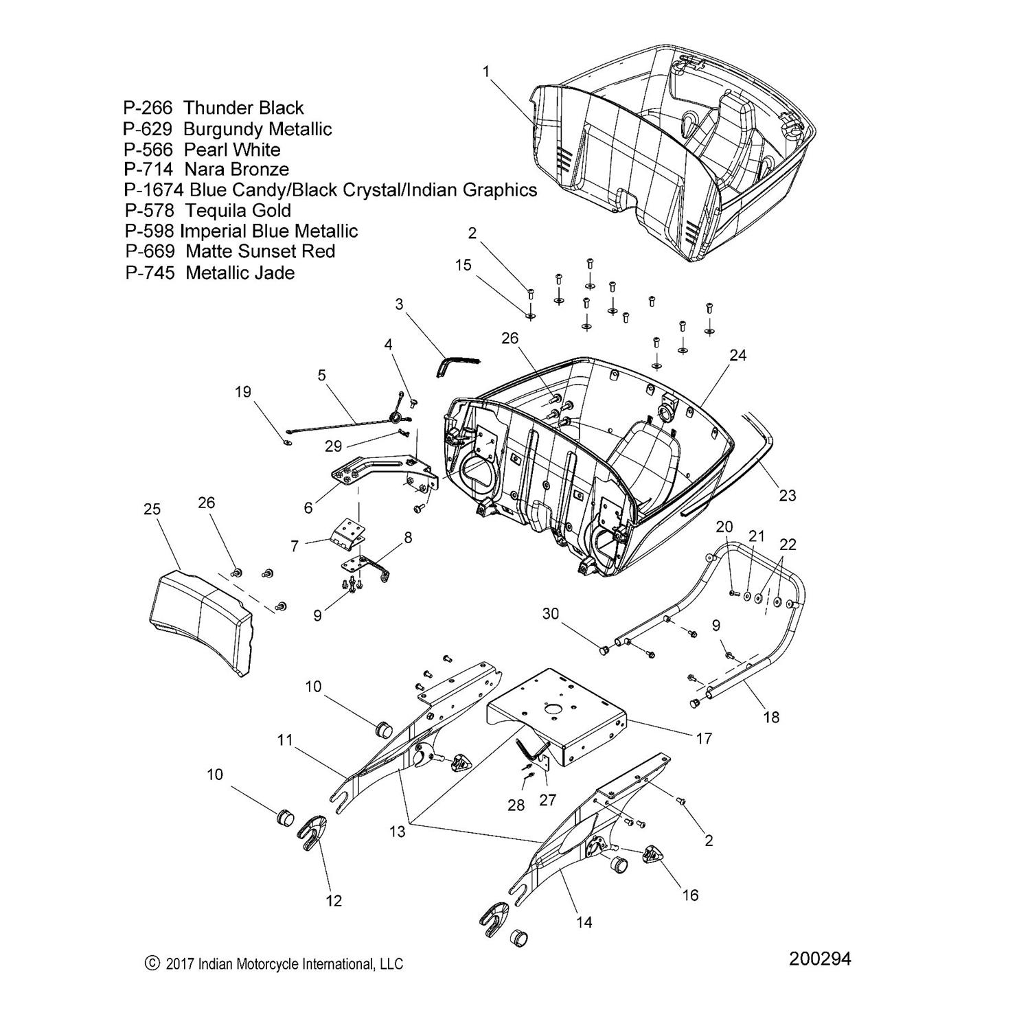 SUPPORT, TRUNK CENTER, FLAT BLACK