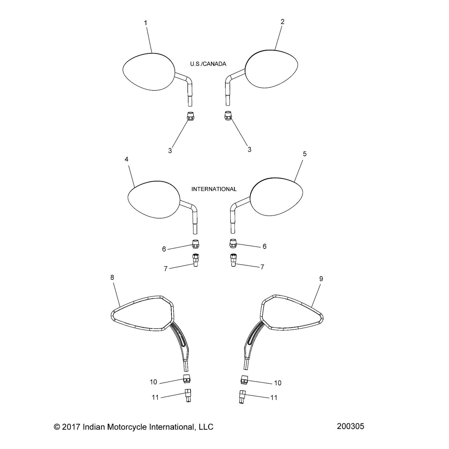 ASM-MIRROR, RH, CHROME,EU [INTL.][INCL. NUTS]