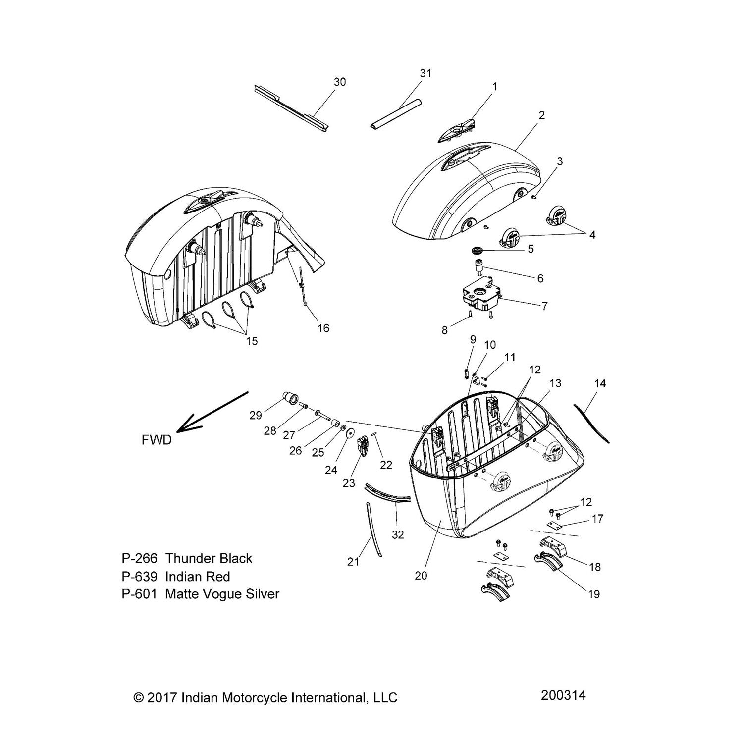 ASM., HINGE, SADDLEBAG, REAR, CHROME [FRONT ON RH SIDE, REAR ON LH SIDE]