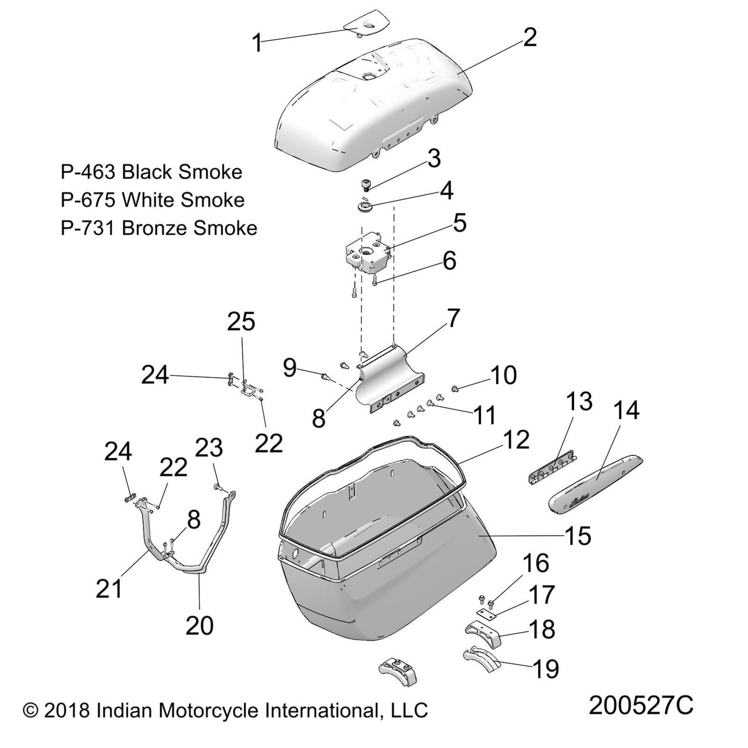 BEZEL-LOCK,SADDLEBAG,RH,DKRST