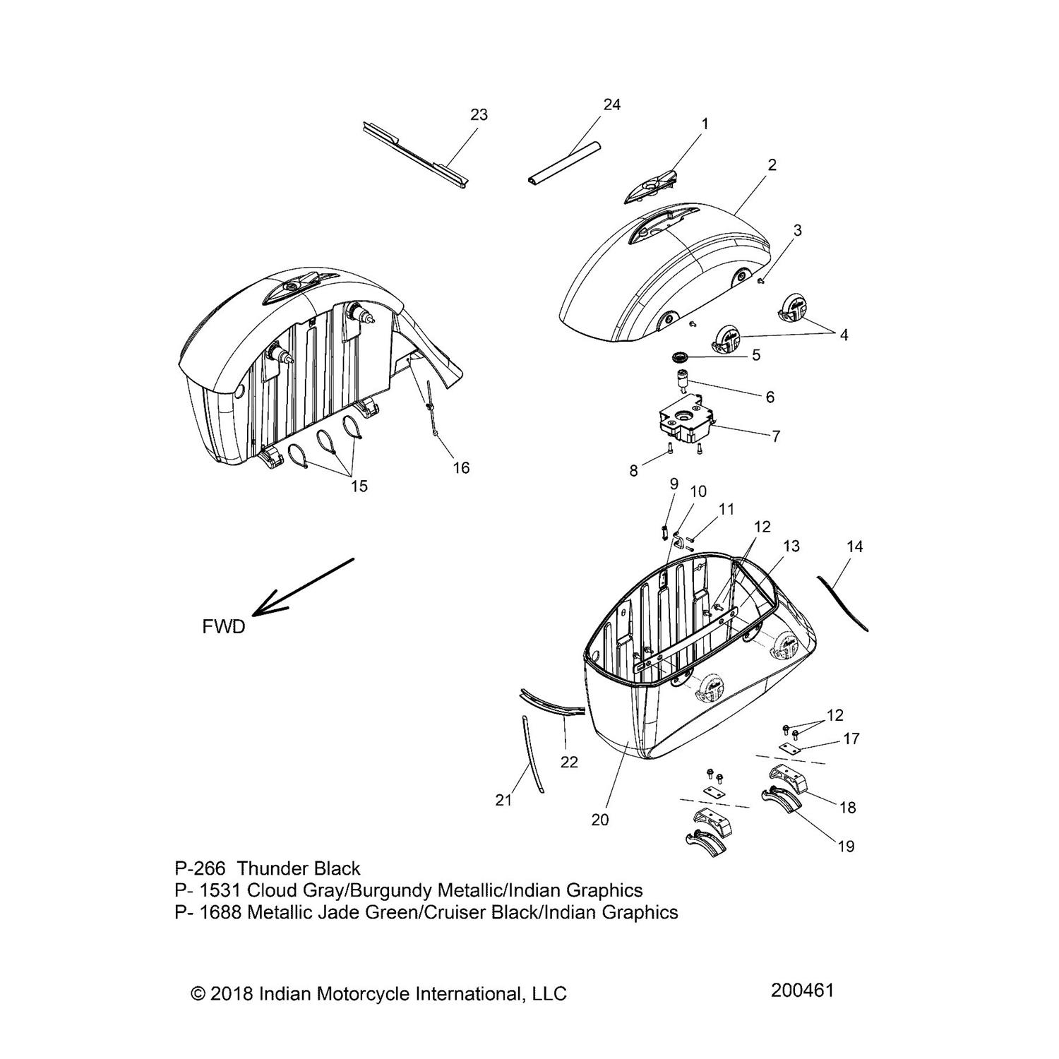 TRIM, SADDLEBAG, REAR, CHROME