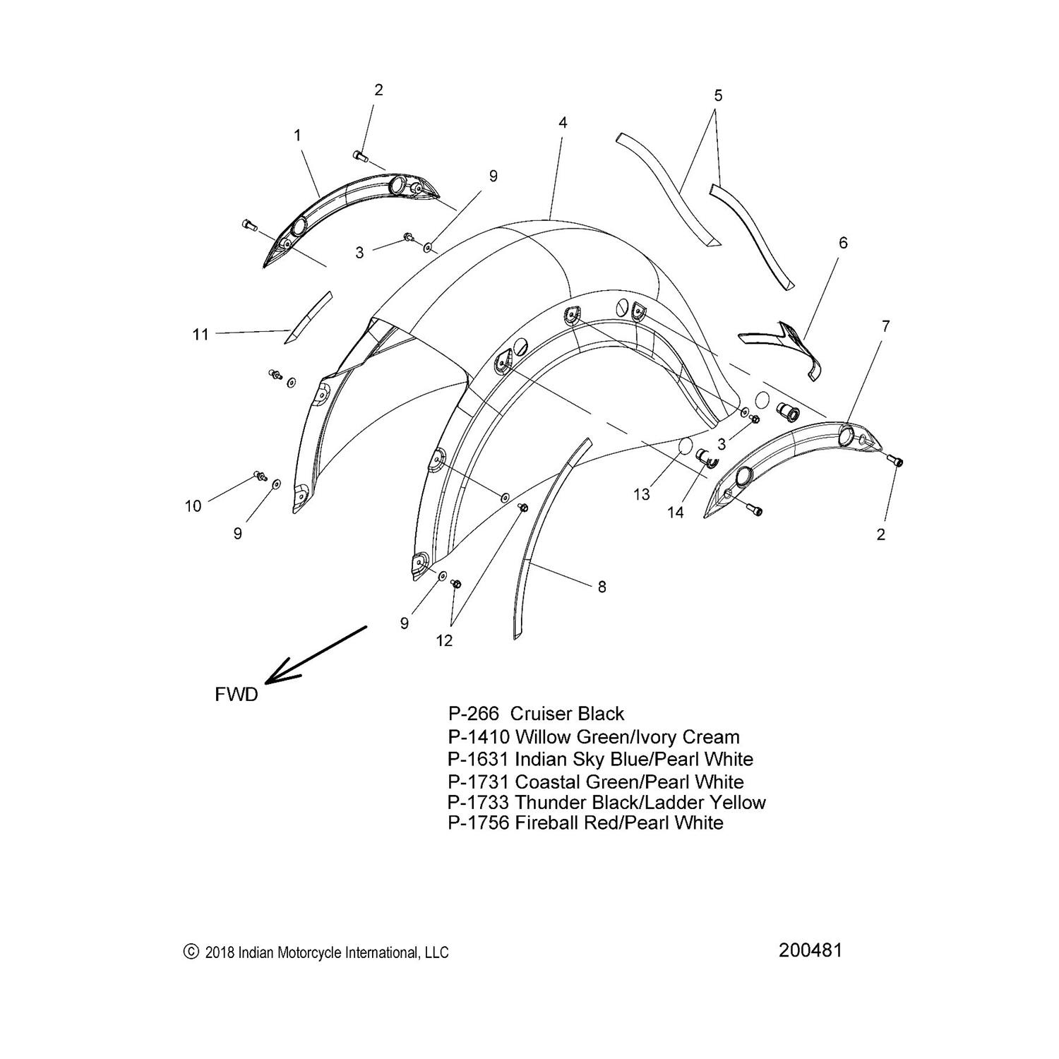 FENDER, REAR,CSTGRN/PWHT