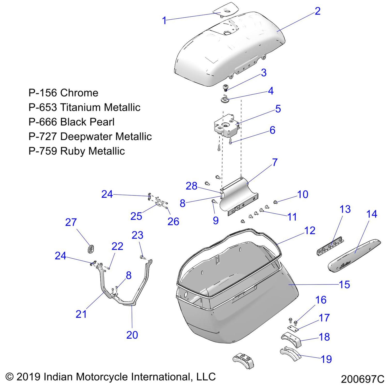 BEZEL-LOCK,SADDLEBAG,RH,BLKPRL