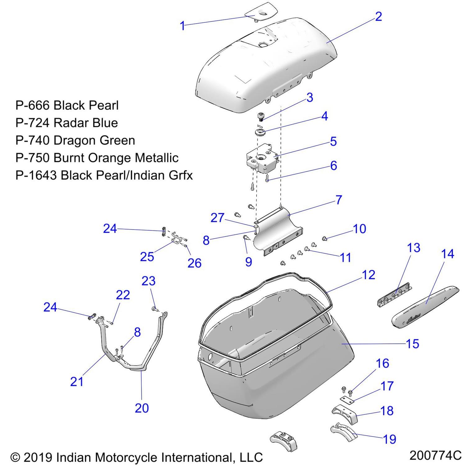 BEZEL, LOCK, SADDLEBAG, RH