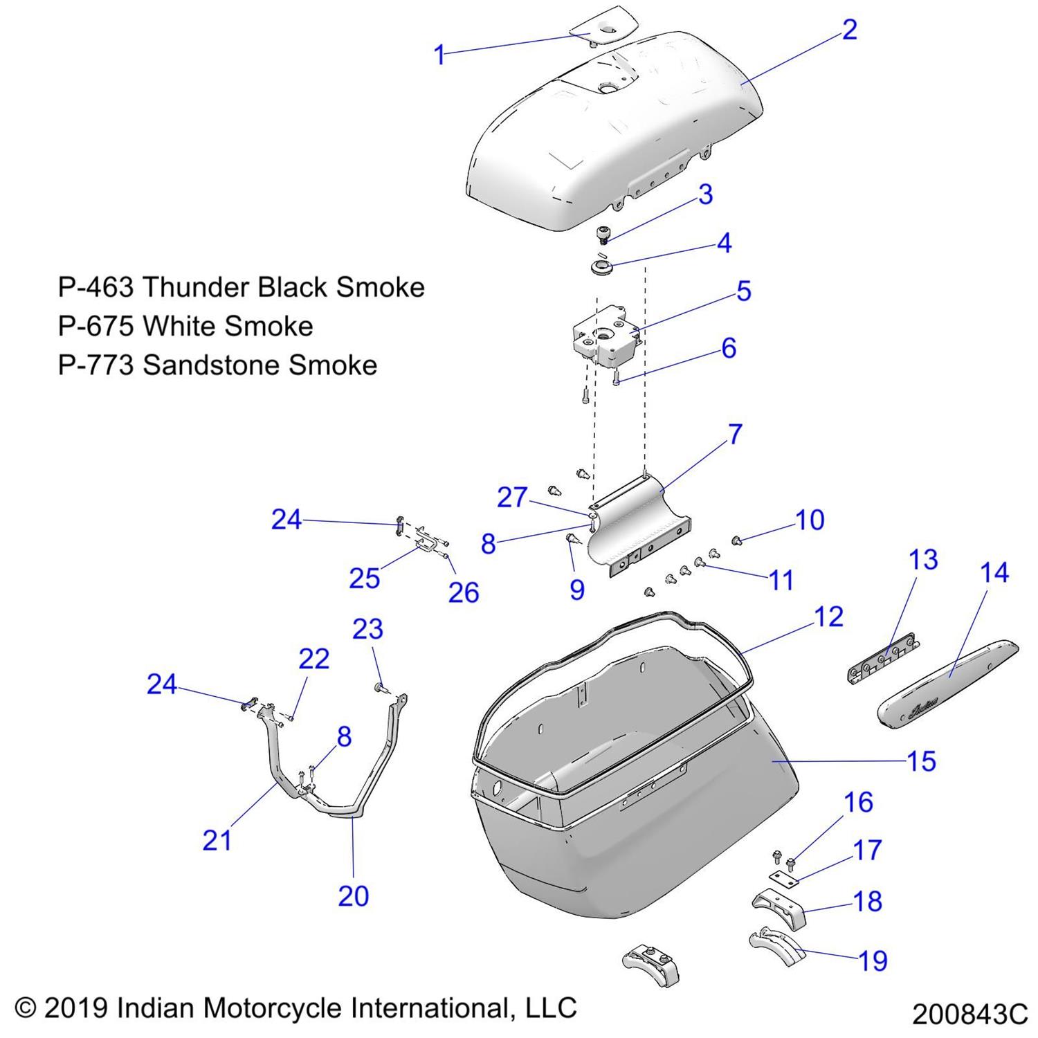 BEZEL-LOCK,SADDLEBAG,LH,WHTSMK