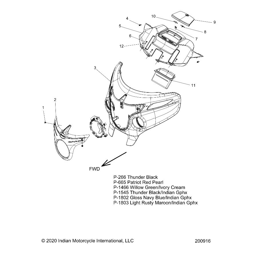 FAIRING-FRT, WILLOW GRN/CRM