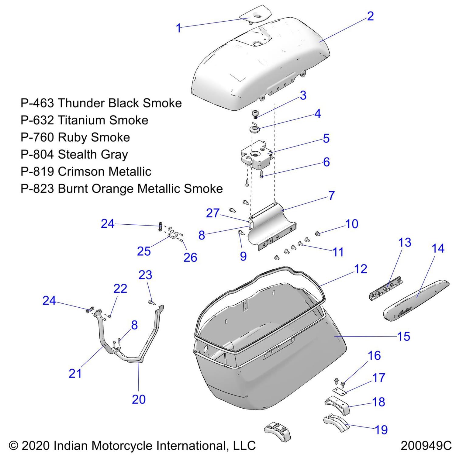 BEZEL-LOCK,SADDLEBAG,LH,RBYSMK