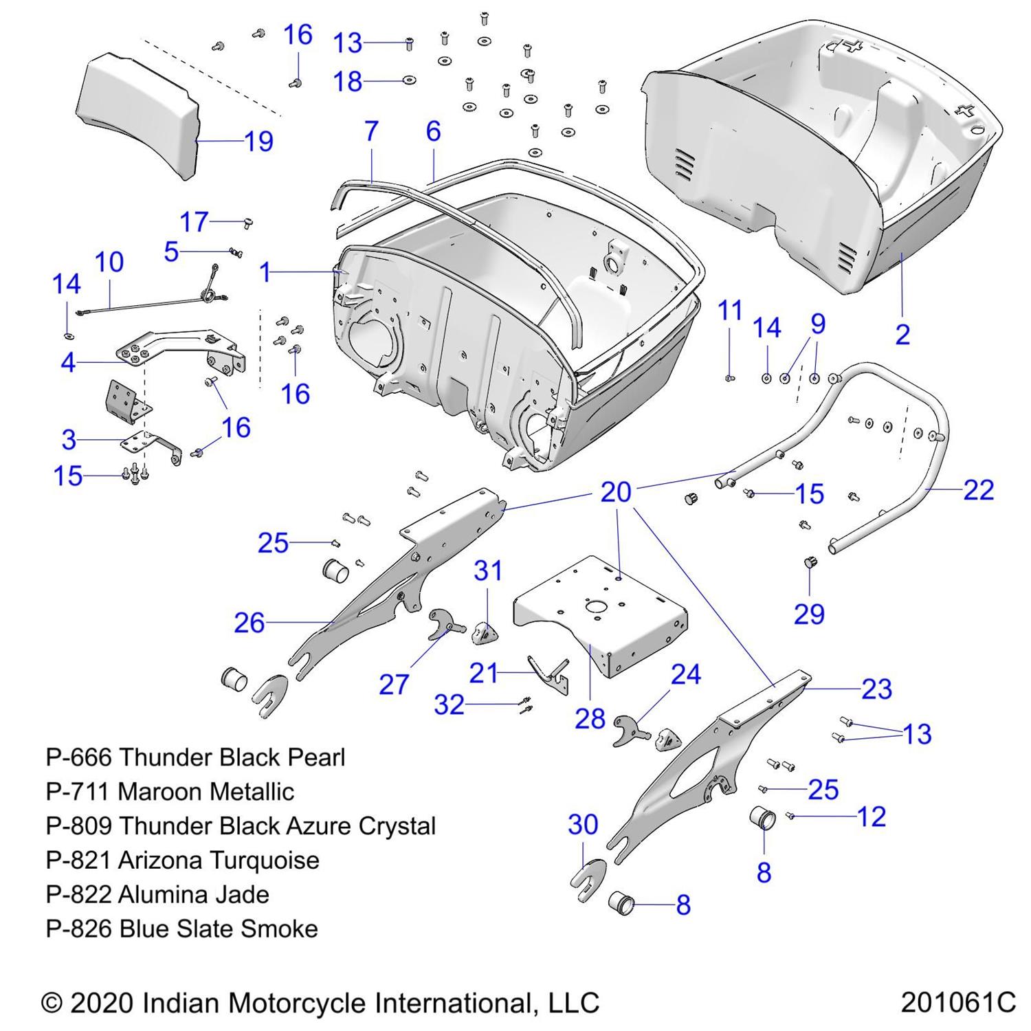 ASM., TRUNK FRAME,CHR (INCL. 13 (QTY 8), 15 (QTY 4), 20-32)