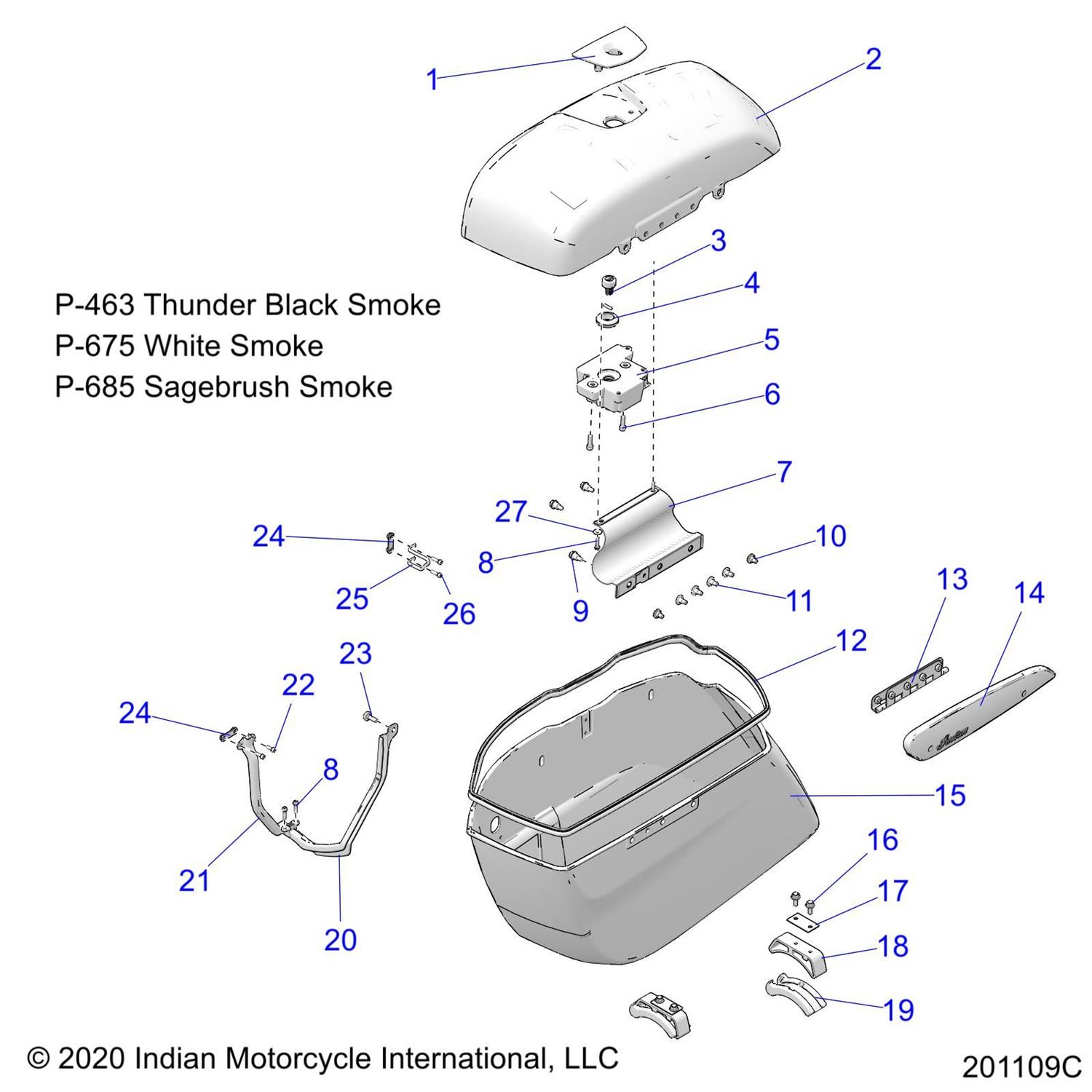 ASM-LID,SADDLEBAG,LH,SMKSGBH