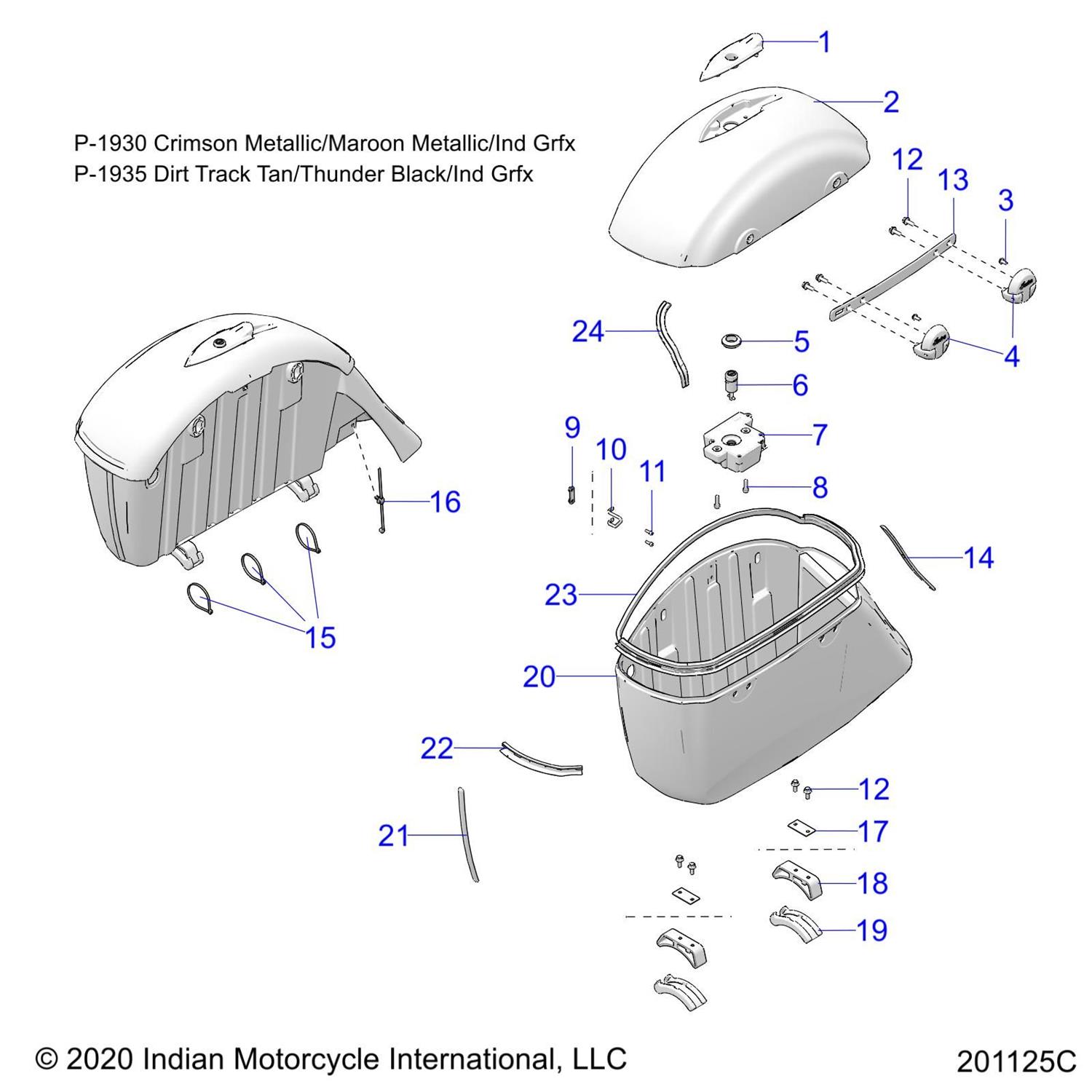 ASM., HINGE, SADDLEBAG, FRONT, CHROME [FRONT ON LH SIDE, REAR ON RH SIDE]