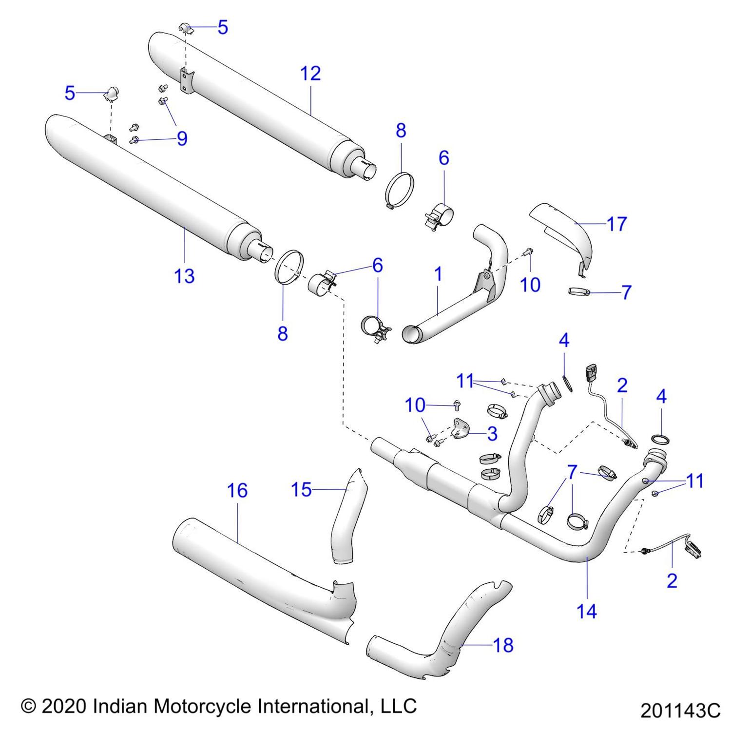 ASM., EXHAUST CROSSOVER TUBE, CHROME