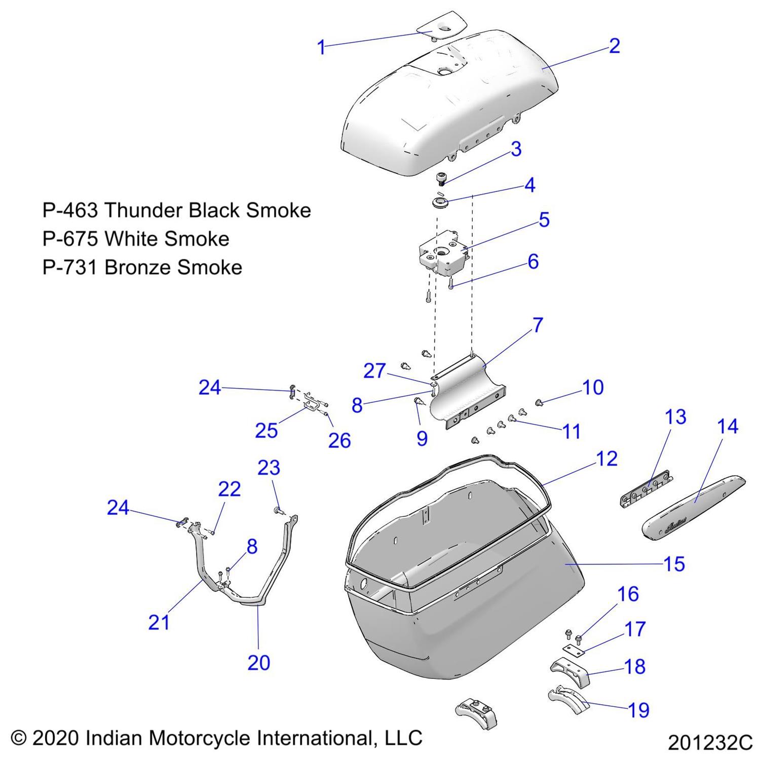 ASM-LID,SADDLEBAG,RH,BRNZSMK