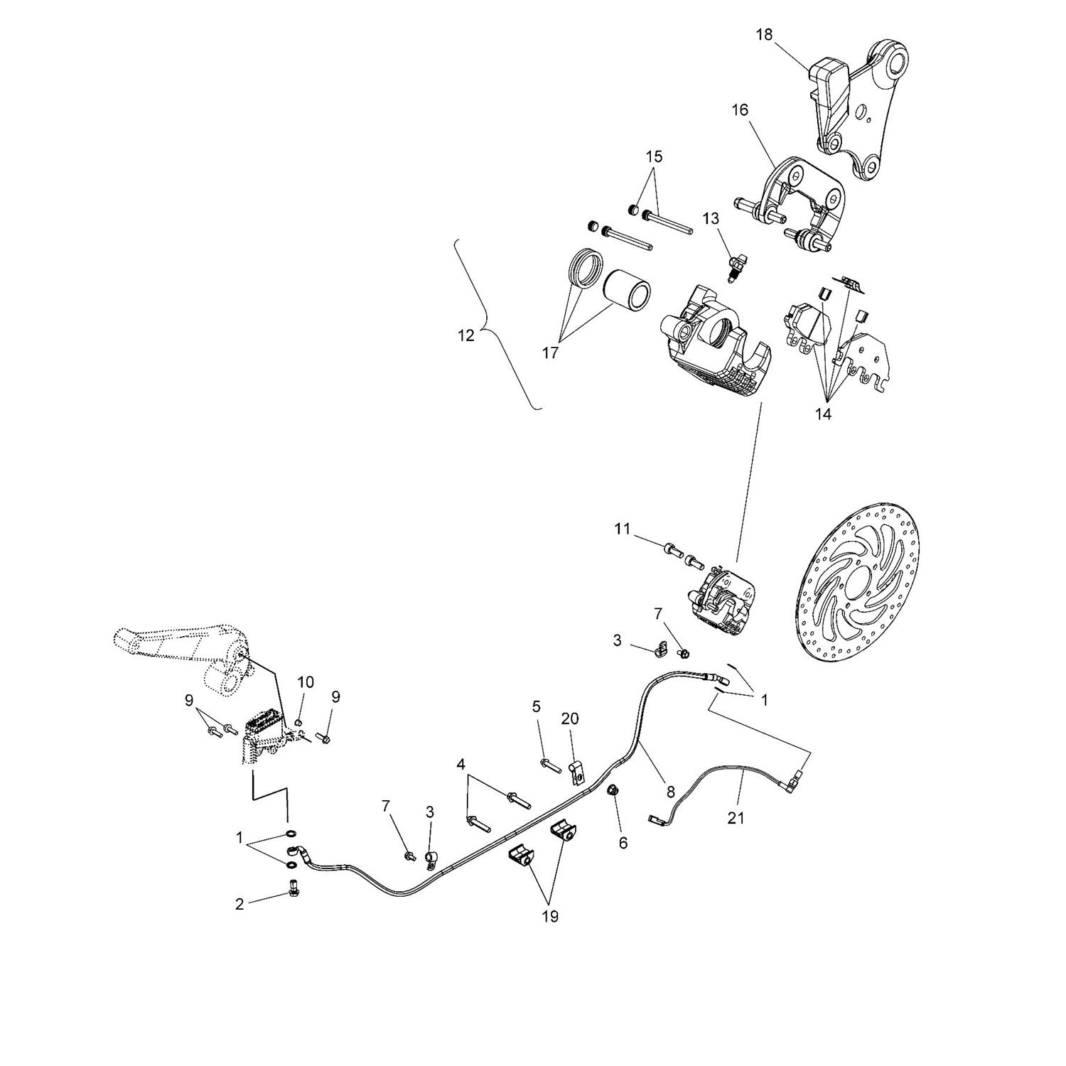 ASM., REAR CALIPER/BRACKET [INCL. 13-18]