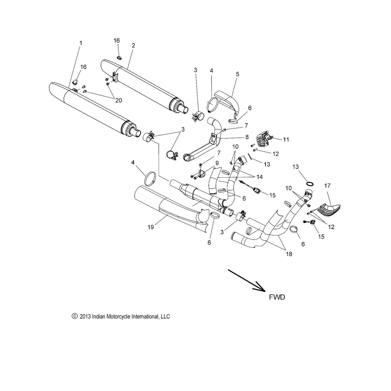 ASM., EXHAUST CROSSOVER TUBE, CHROME